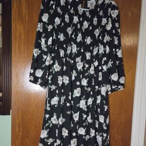 Floral Black and White Dress